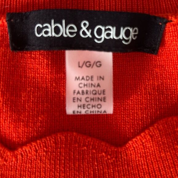 Cable & Gauge Women’s Orange Scalloped Tank Top Rayon Blend Size Large - Picture 6 of 10